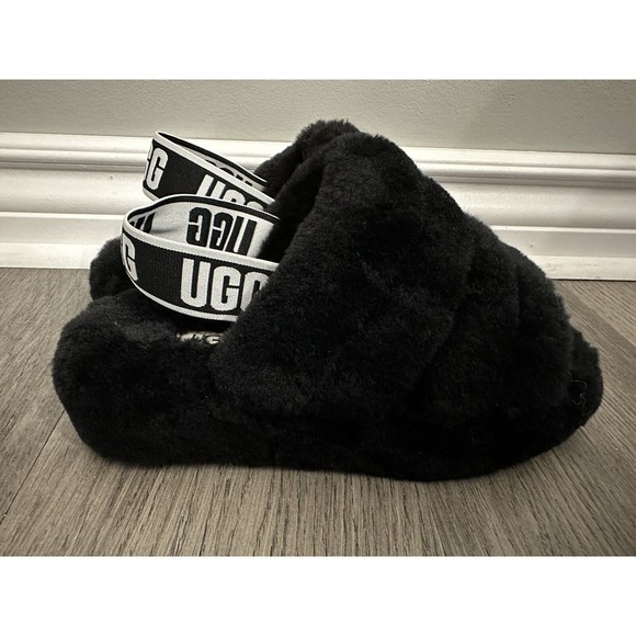 UGG Fluff Yeah Black Slide Sandals for Women, Size US 6 NEW - Picture 5 of 7